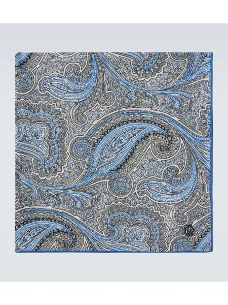 Svilen šal Dunhill s paisley potiskom modra
