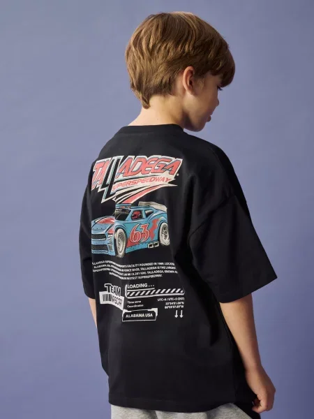 Reserved Nascar oversized póló fekete