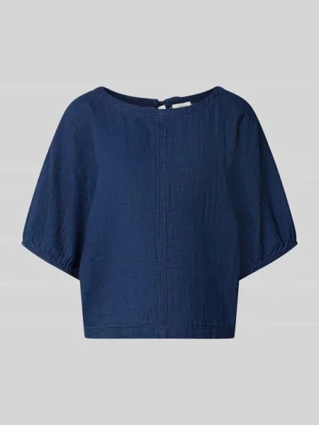 Bluzka z krótkim rękawem o kroju relaxed fit z czystej bawełny S.oliver Red Label granatowa