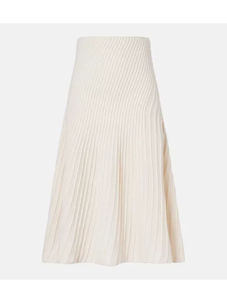 Fustă midi Alaïa de lână până la genunchi alb