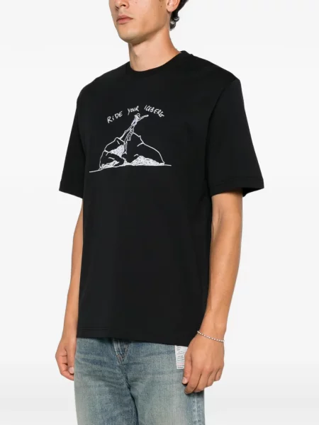 Scurt tricou Iceberg cu broderie negru