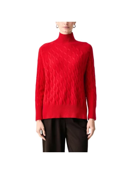 Sweter z golfem Marella wełniany do golfa czerwony