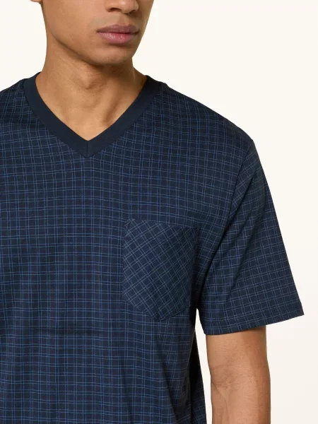 Schiesser Krátké Pyžamo Comfort Essentials tmavě modrá