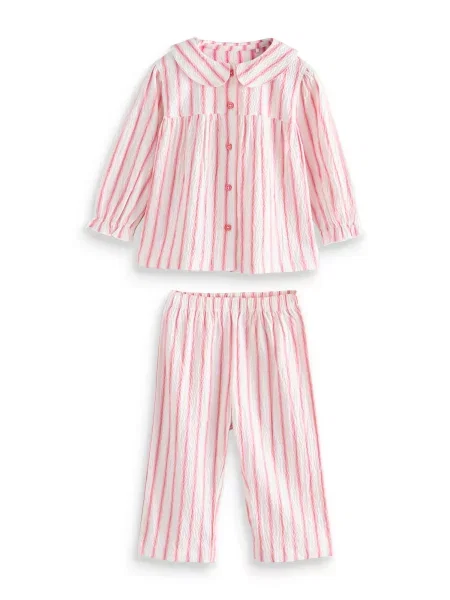 Next Pijamale roz deschis / roșu alb