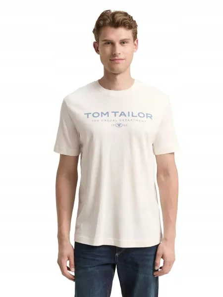 KOSZULKA T-SHIRT TOM TAILOR KOSZULKA Z LOGO KREMOWA beżowa