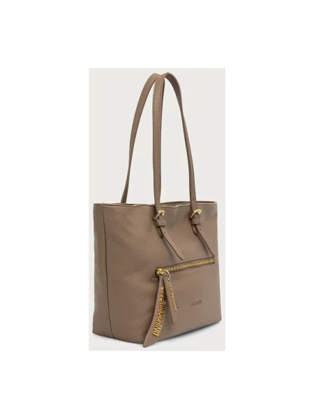 Love Moschino torebka shopper z imitacji skóry beżowa