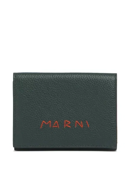 Portofel Marni cu broderie verde
