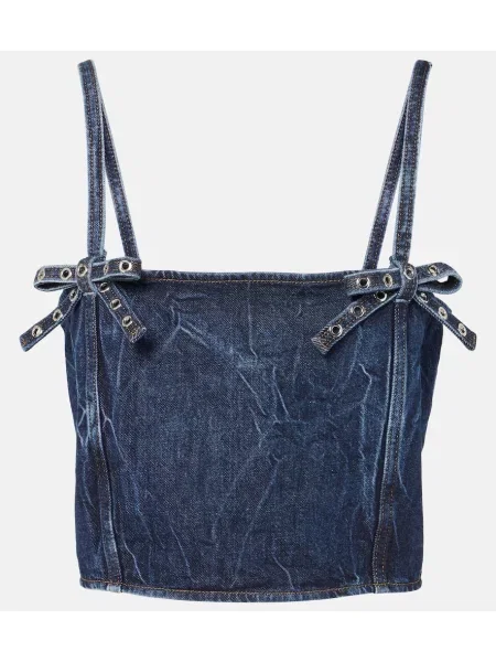 Cropp top Ganni cu funde albastru