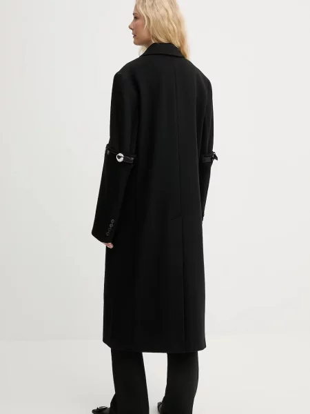 Coperni płaszcz z dodatkiem wełny Logo Belted czarny