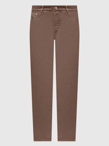 Джинси з патчем логотипа Brunello Cucinelli коричневі