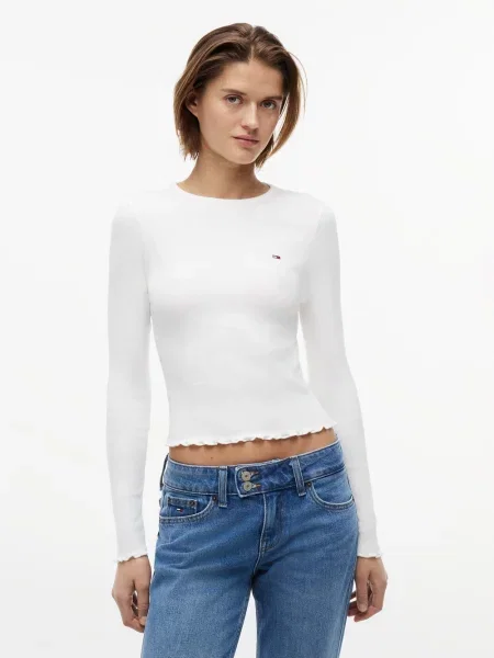 Tommy Jeans koszulka z długim rękawem Kobiety S biały