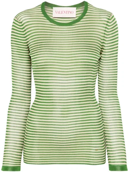 Pulover Valentino Garavani cu dungi verde