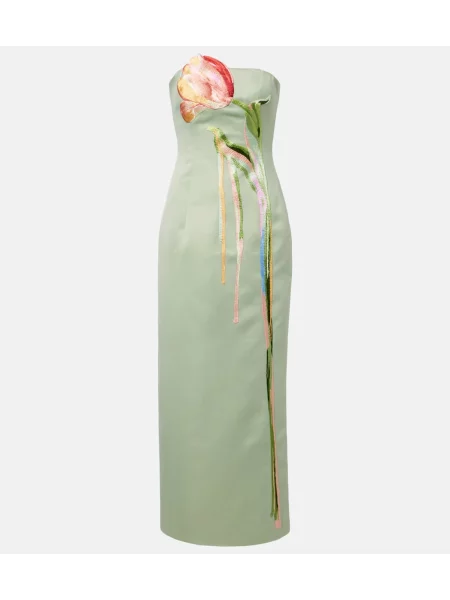 Rochie Leo Lin cu model floral verde