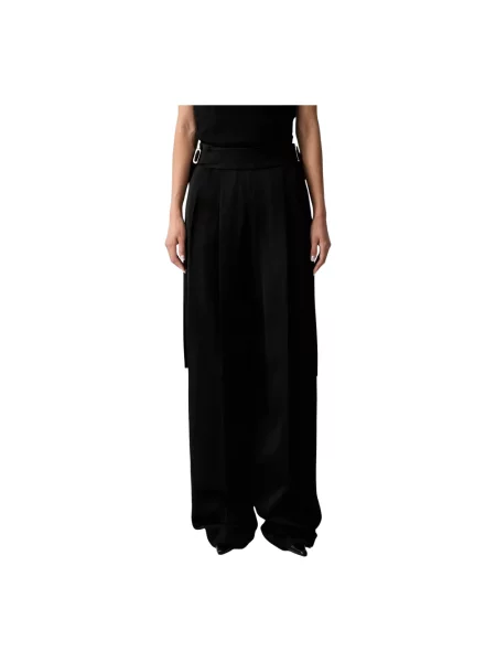 Lniane spodnie Sportmax czarne