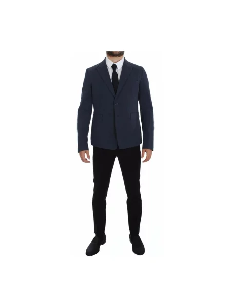 Garnitur Dolce And Gabbana elegancki dwurzędowy niebieski