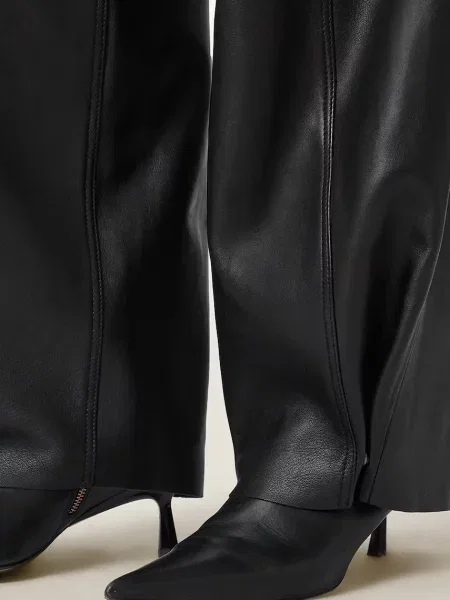Кожаные брюки Allsaints с высокой посадкой черные