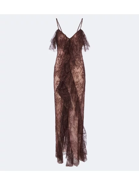 Rochie Blumarine cu volane din dantelă maro