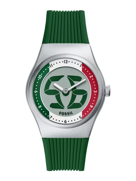 FOSSIL Ceas analogic ARCHIVAL verde argintiu roșu