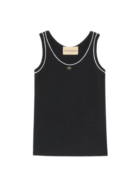 Lniany top Valentino czarny