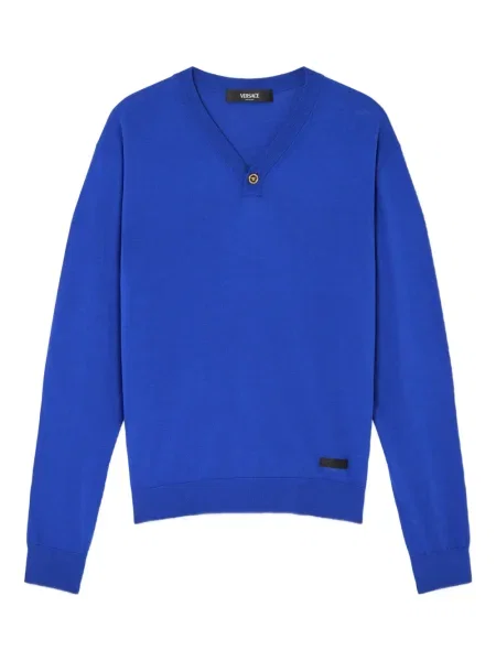 Pulover Versace cu decolteu în V albastru