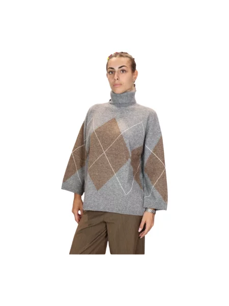 Sweter z golfem Emme Di Marella wełniany do golfa szary