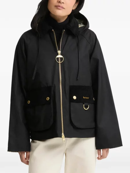 Geacă Barbour de catifea cord cu glugă negru