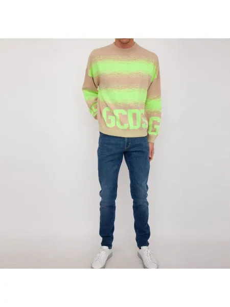 Sweter Gcds z okrągłym dekoltem beżowy