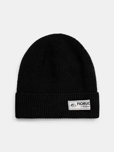 Čepice z vlněné směsi Fiorucci Knit Logo Beanie vlněná černá