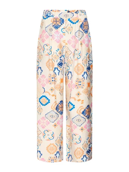 ICHI Pantaloni cutați IHLANCIE crem portocaliu deschis / roz deschis albastru