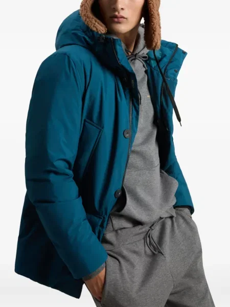 Geacă Woolrich cu glugă albastru