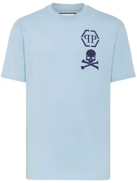 Tricou Philipp Plein cu imagine albastru