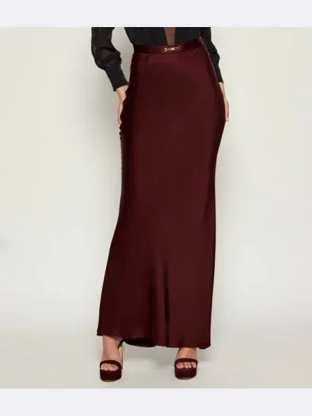 Elisabetta Franchi De satin fustă bordo