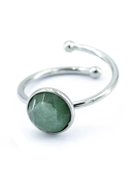 Sergio Engel Prsten Beach Ring 01 Edelstahlring mit Naturstein-Cabouchon' zelena