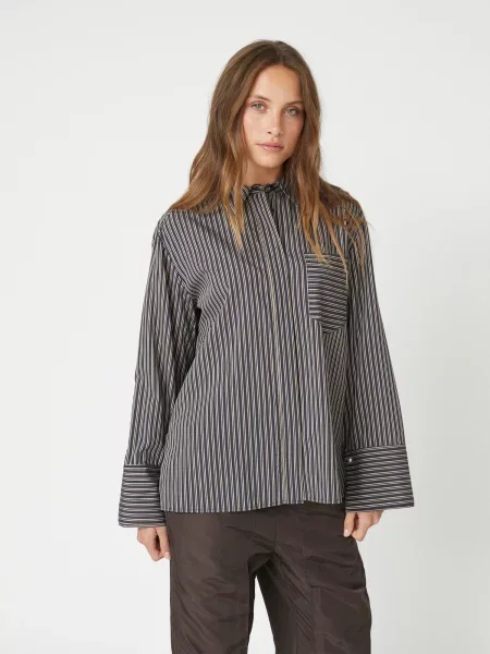 Co'couture Blúz Fina taupe fekete