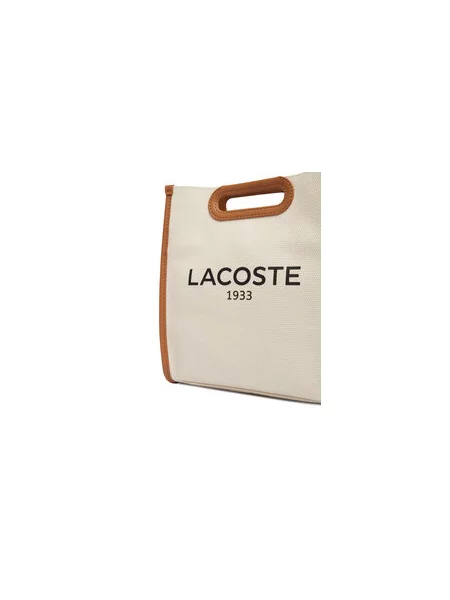 Táska Lacoste Small Heritage Canvas Tote Világos bézs