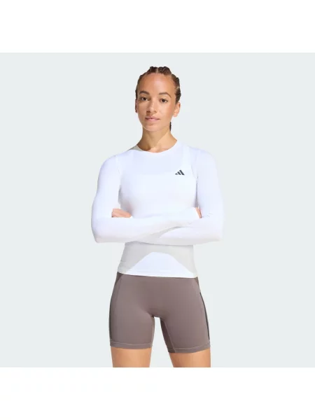 Koszulka adidas Power Essentials Contour z długim rękawem czysty L biały