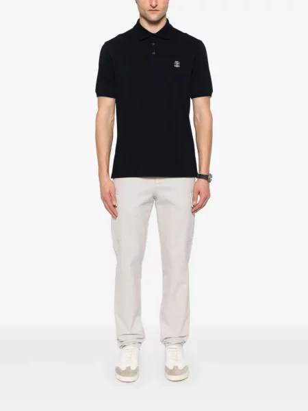 Polo Brunello Cucinelli cu broderie albastru