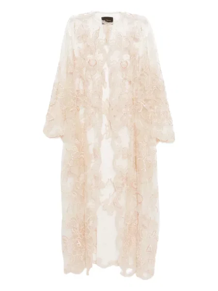 Палто Biyan бродирано на цветя от тюл