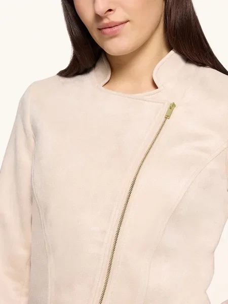 Betty&Co Krótka Kurtka Z Imitacji Skóry beige beżowa