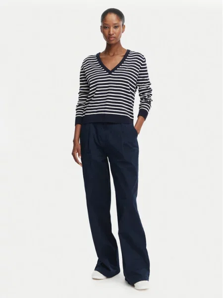 Tommy Jeans Pulover ESSENTIAL mornarska / bela modra