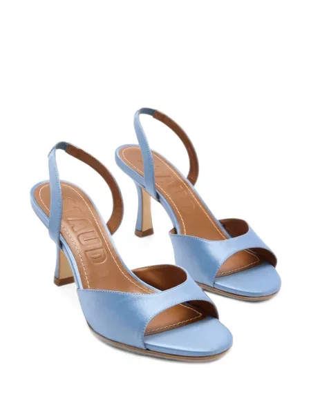 Pantofi cu toc Staud din satin slingback albastru