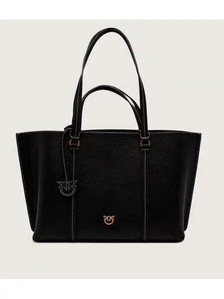 Pinko De piele geantă shopper Carrie negru
