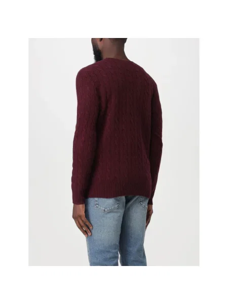 Sweter z dzianiny o kroju regular fit z mieszanki wełny i kaszmiru Ralph Lauren czerwony