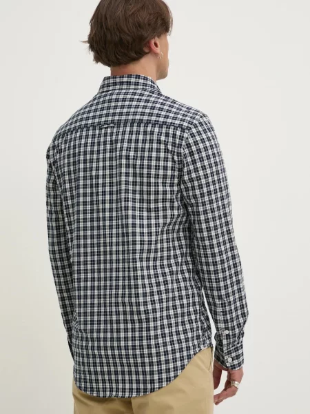 Košile Tommy Jeans tmavomodrá regular s klasickým límcem
