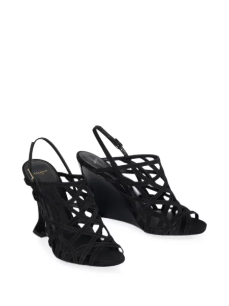 Sandale Balmain din piele de căprioară cu pană negru