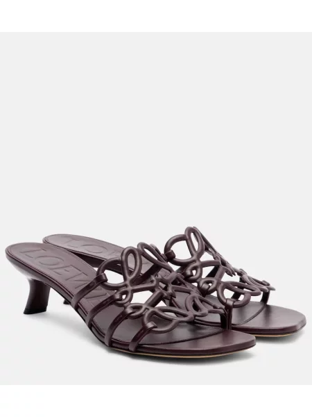 Papuci tip mules Loewe din piele bordo