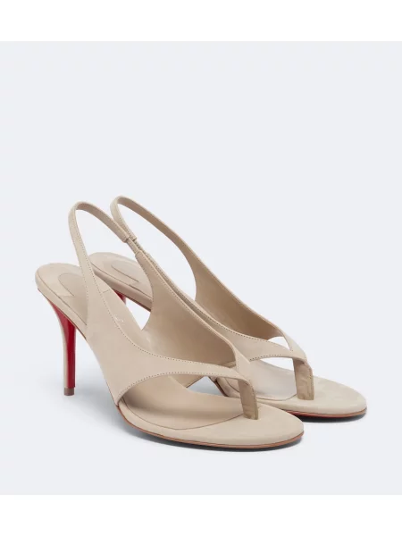 Chiloți tanga Christian Louboutin din piele de căprioară bej