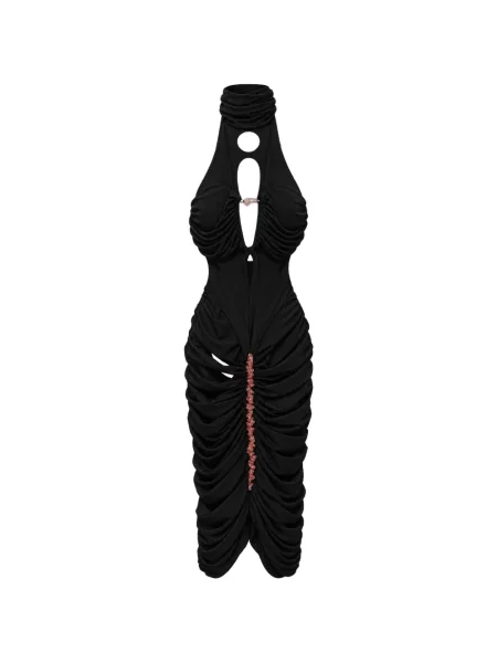 Rochie mini Di Petsa cu volane cu model piele de șarpe negru