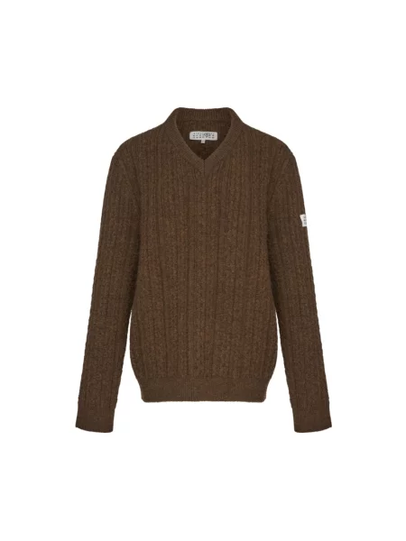 Dzianinowy sweter Mm6 Maison Margiela brązowy