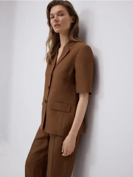 Reserved Лляний піджак кавовий 